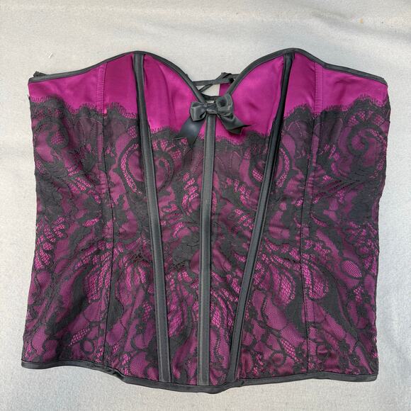 Shirley of Hollywood Other - Shirley Of Hollywood Women's Corset 38 Dark Burgundy Black Lace Lingerie EUC